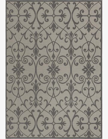 Gray Easy-Clean Botanical Indoor / Outdoor Rug