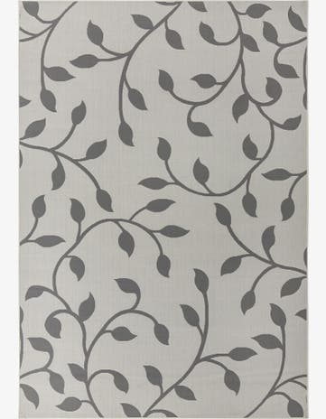 Gray Easy-Clean Botanical Indoor / Outdoor Rug