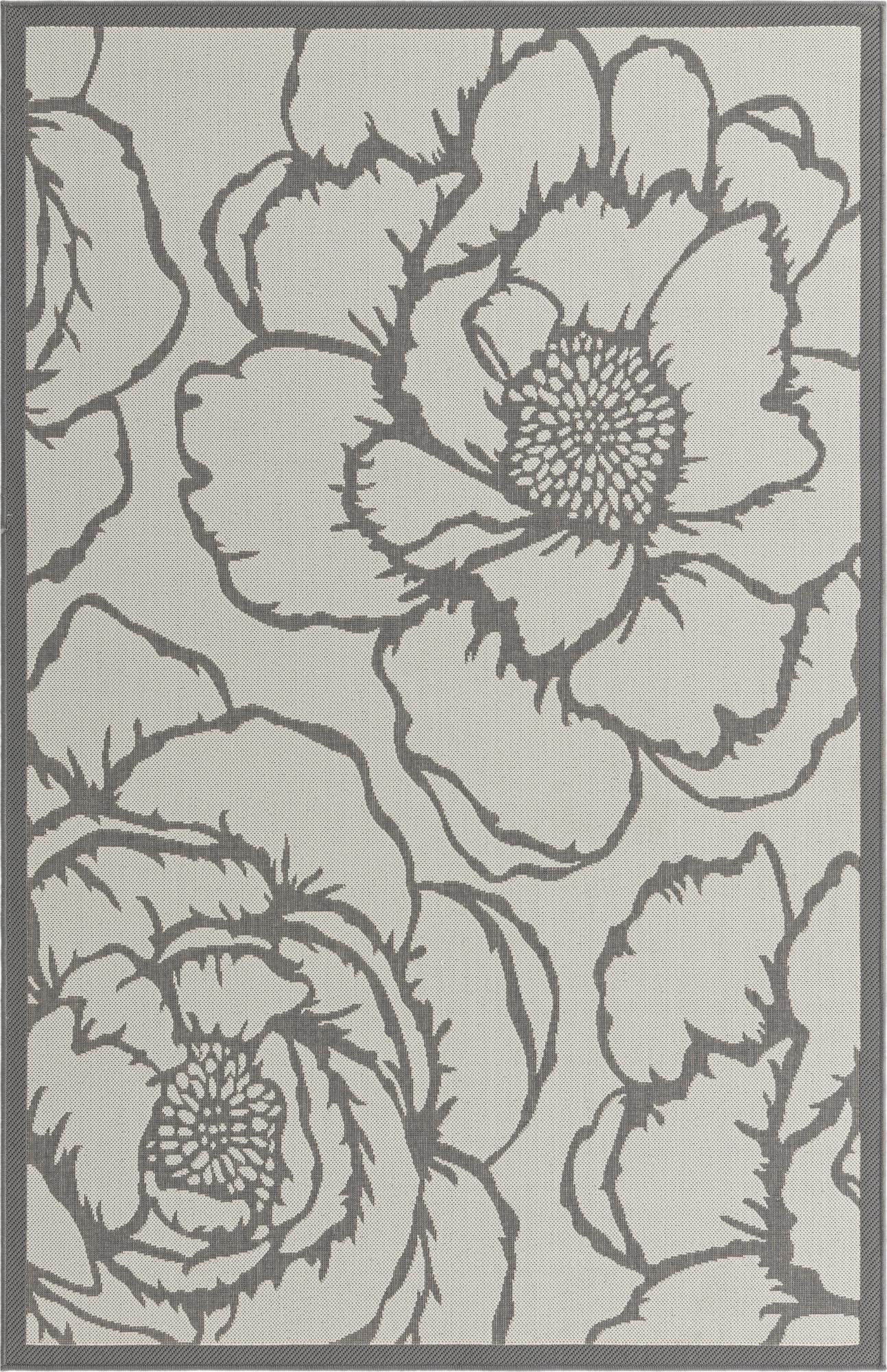 5' 3 x 8'  Washable Botanical Indoor / Outdoor Rug