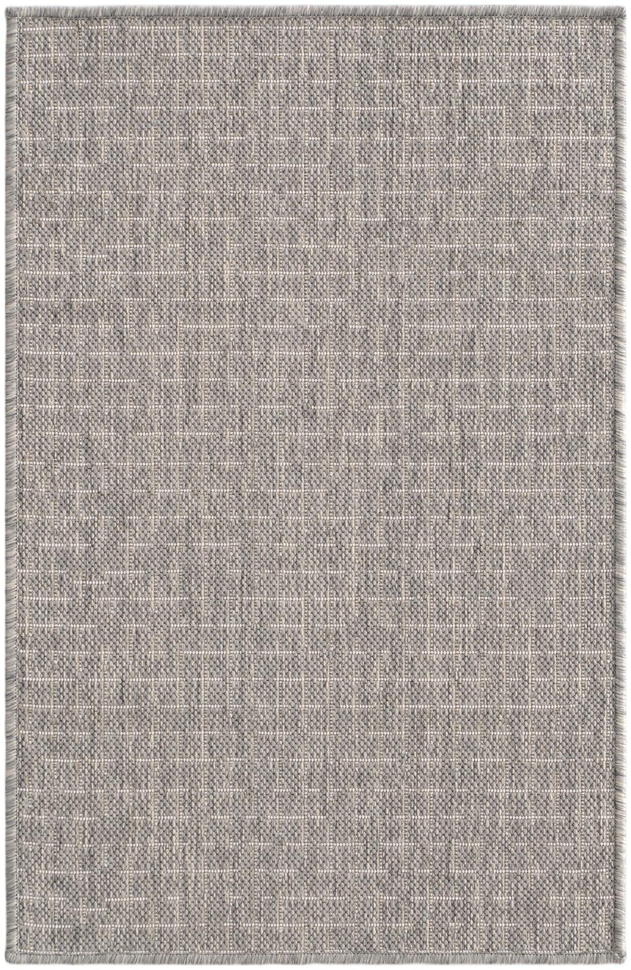 Gray Easy-Clean Checkered Indoor / Outdoor Rug