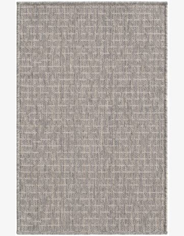 Gray Easy-Clean Checkered Indoor / Outdoor Rug