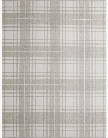 Gray Easy-Clean Checkered Indoor / Outdoor Rug