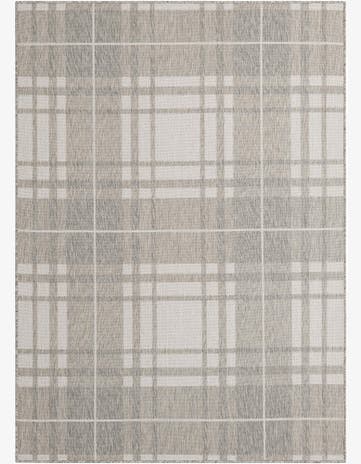 Gray Easy-Clean Checkered Indoor / Outdoor Rug
