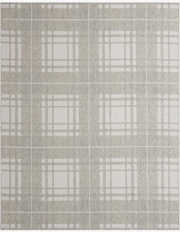 Gray Easy-Clean Checkered Indoor / Outdoor Rug