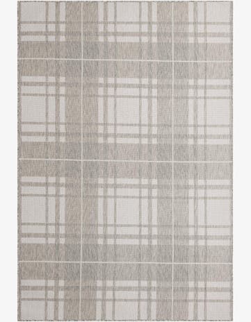 Gray Easy-Clean Checkered Indoor / Outdoor Rug