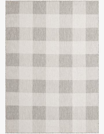 Gray Easy-Clean Checkered Indoor / Outdoor Rug