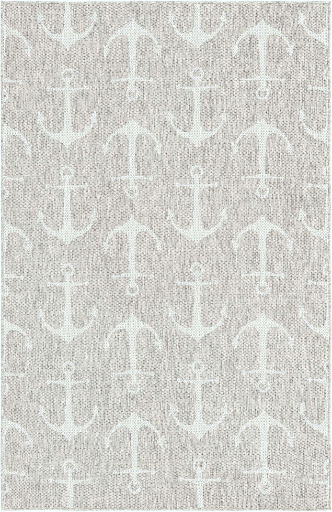 Custom Gray Easy-Clean Coastal Indoor / Outdoor Rug