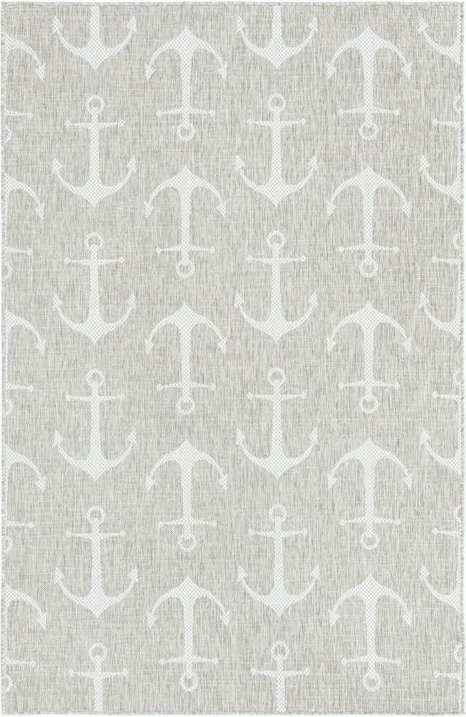 Custom Gray Easy-Clean Coastal Indoor / Outdoor Rug