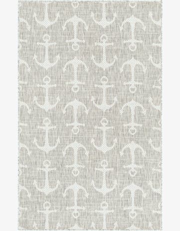 Gray Easy-Clean Coastal Indoor / Outdoor Rug