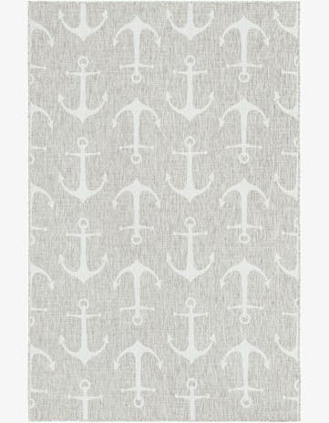Gray Easy-Clean Coastal Indoor / Outdoor Rug