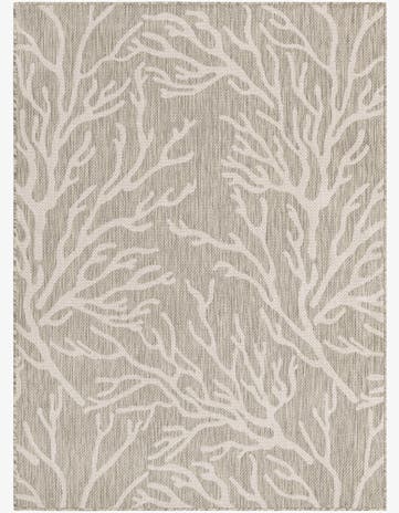 Gray Easy-Clean Coastal Indoor / Outdoor Rug