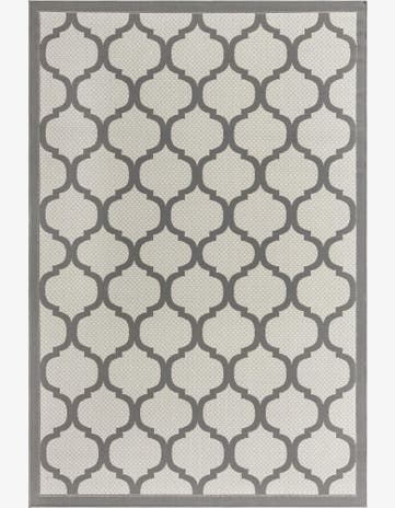 Gray Easy-Clean Lattice Indoor / Outdoor Rug