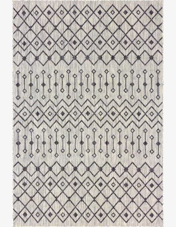Gray Easy-Clean Lattice Indoor / Outdoor Rug