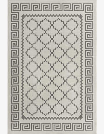 Gray Easy-Clean Lattice Indoor / Outdoor Rug