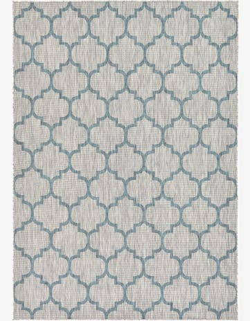 Gray Easy-Clean Lattice Indoor / Outdoor Rug