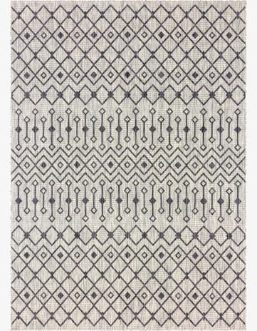 Gray Easy-Clean Lattice Indoor / Outdoor Rug