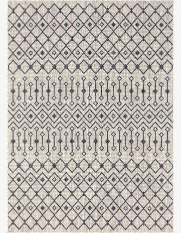 Gray Easy-Clean Lattice Indoor / Outdoor Rug