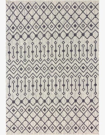 Gray Easy-Clean Lattice Indoor / Outdoor Rug
