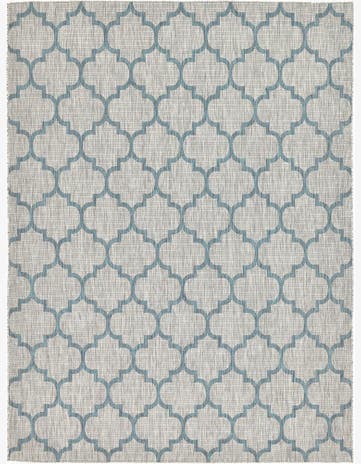 Gray Easy-Clean Lattice Indoor / Outdoor Rug