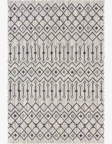 Gray Easy-Clean Lattice Indoor / Outdoor Rug