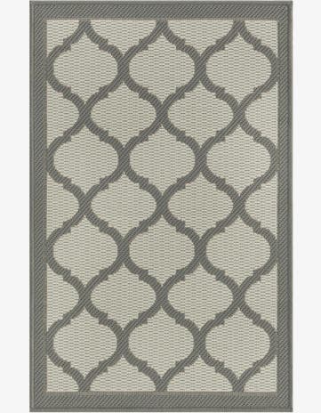 Gray Easy-Clean Lattice Indoor / Outdoor Rug