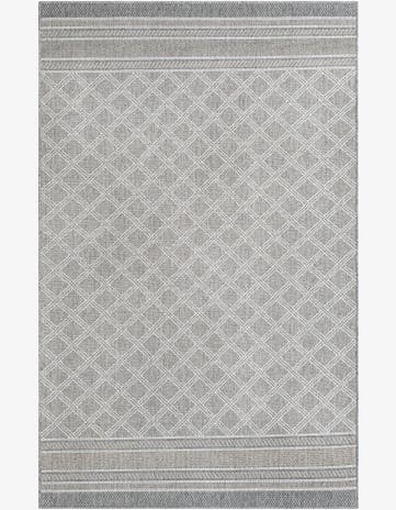 Gray Easy-Clean Lattice Indoor / Outdoor Rug