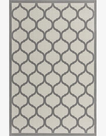 Gray Easy-Clean Lattice Indoor / Outdoor Rug