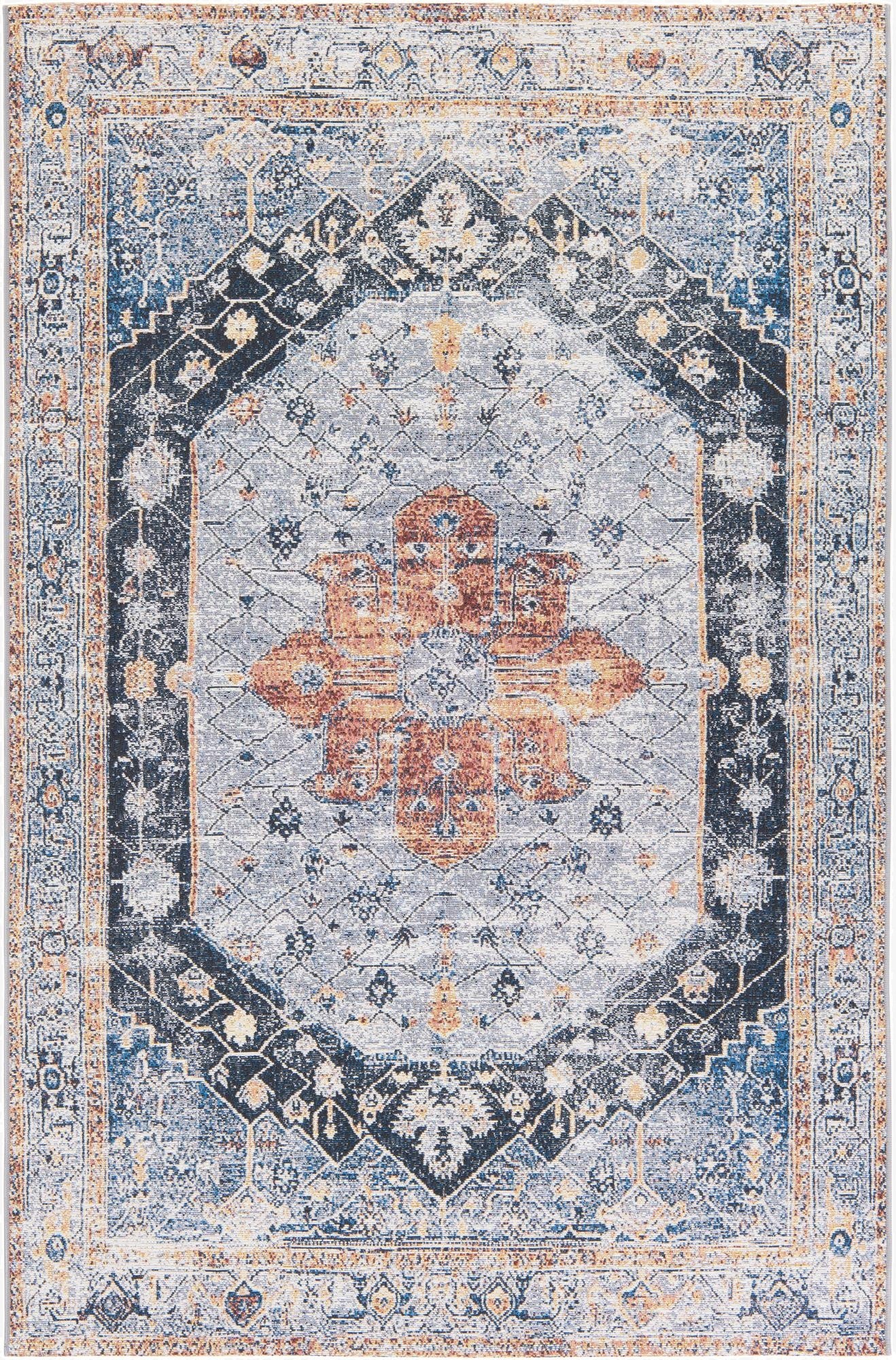 5' 2 x 7' 10  Washable Traditional Indoor / Outdoor Rug