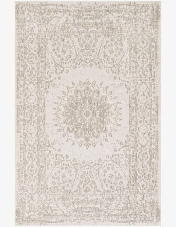 Gray Easy-Clean Traditional Indoor / Outdoor Rug