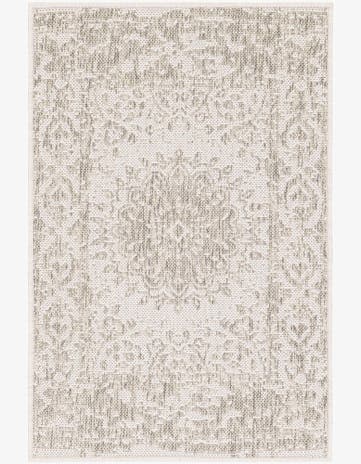Gray Easy-Clean Traditional Indoor / Outdoor Rug