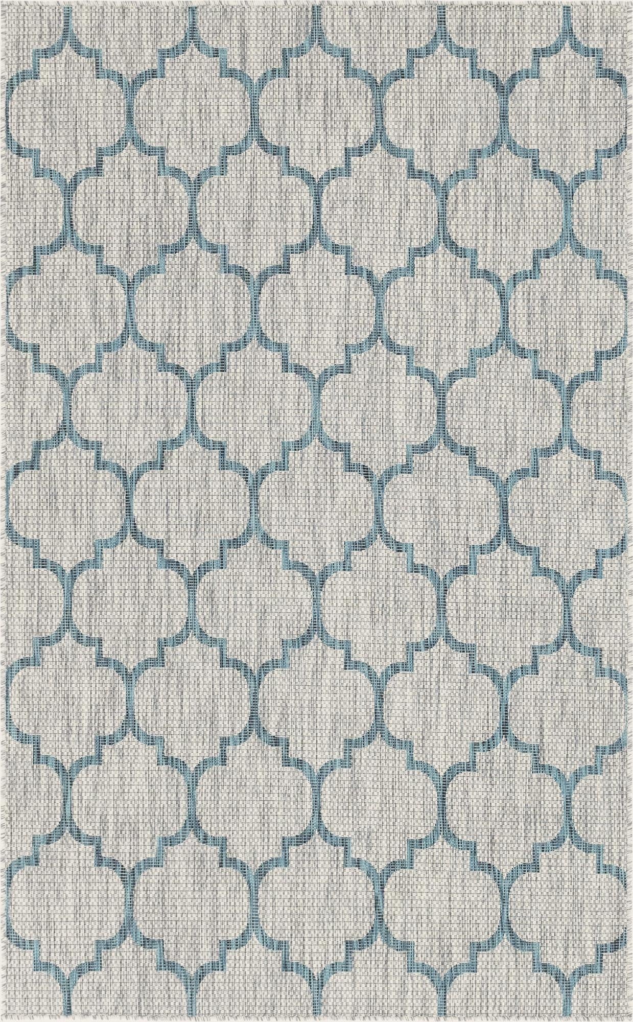 5' 3 x 8'  Washable Trellis Indoor / Outdoor Rug
