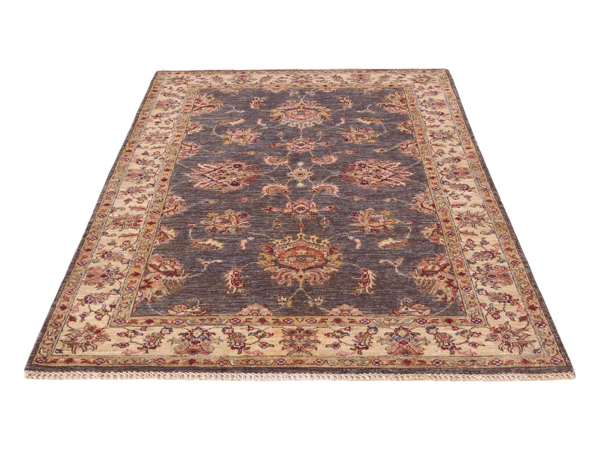 4' x 6' 4 Hand Knotted Pershawar Ziegler Rug