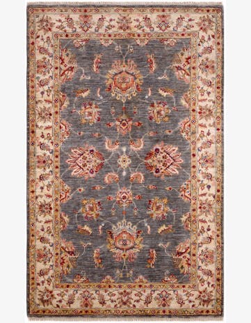 4' x 6' 4 Hand Knotted Pershawar Ziegler Rug