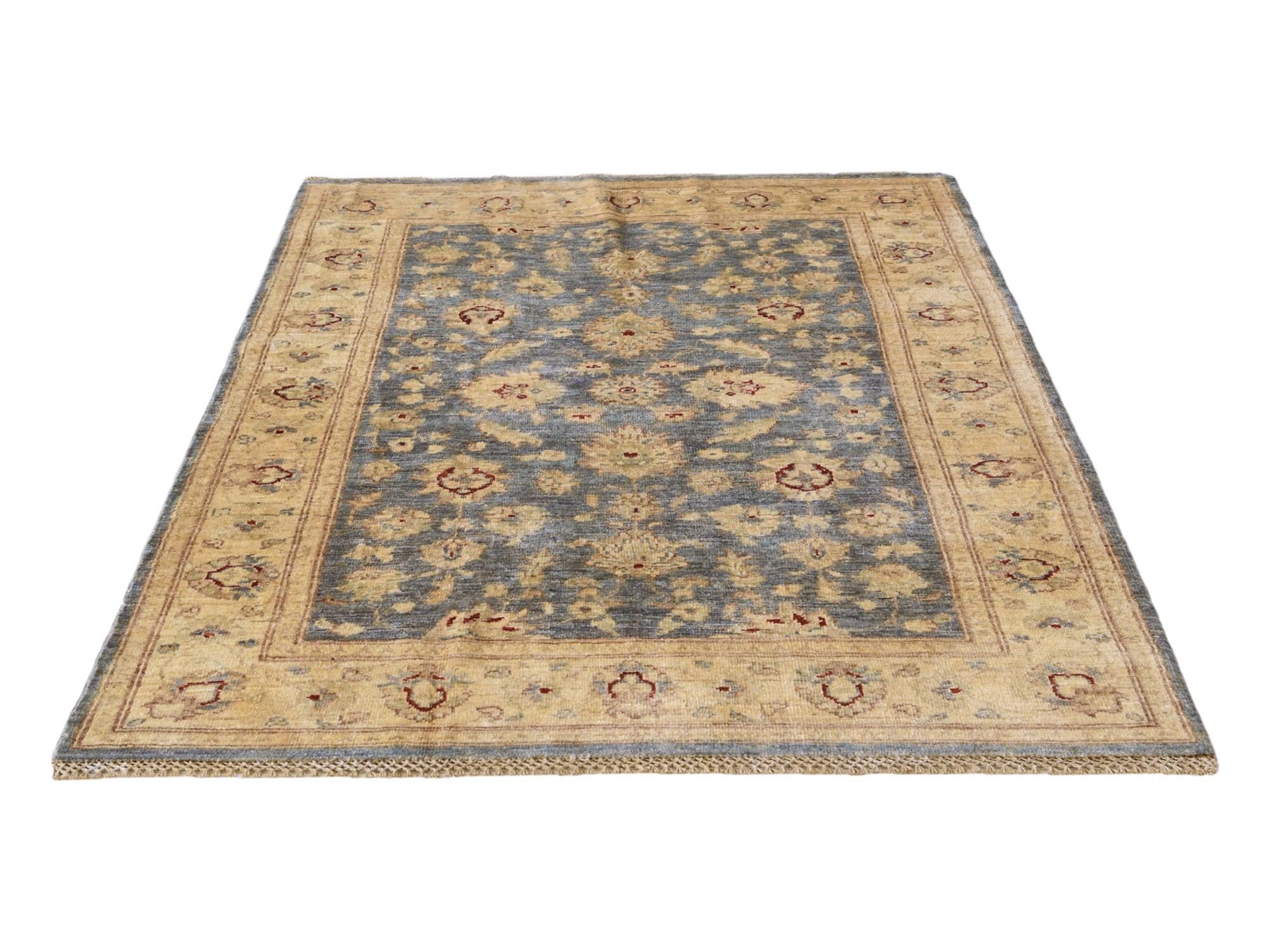 4' 1 x 5' 10 Hand Knotted Pershawar Ziegler Rug