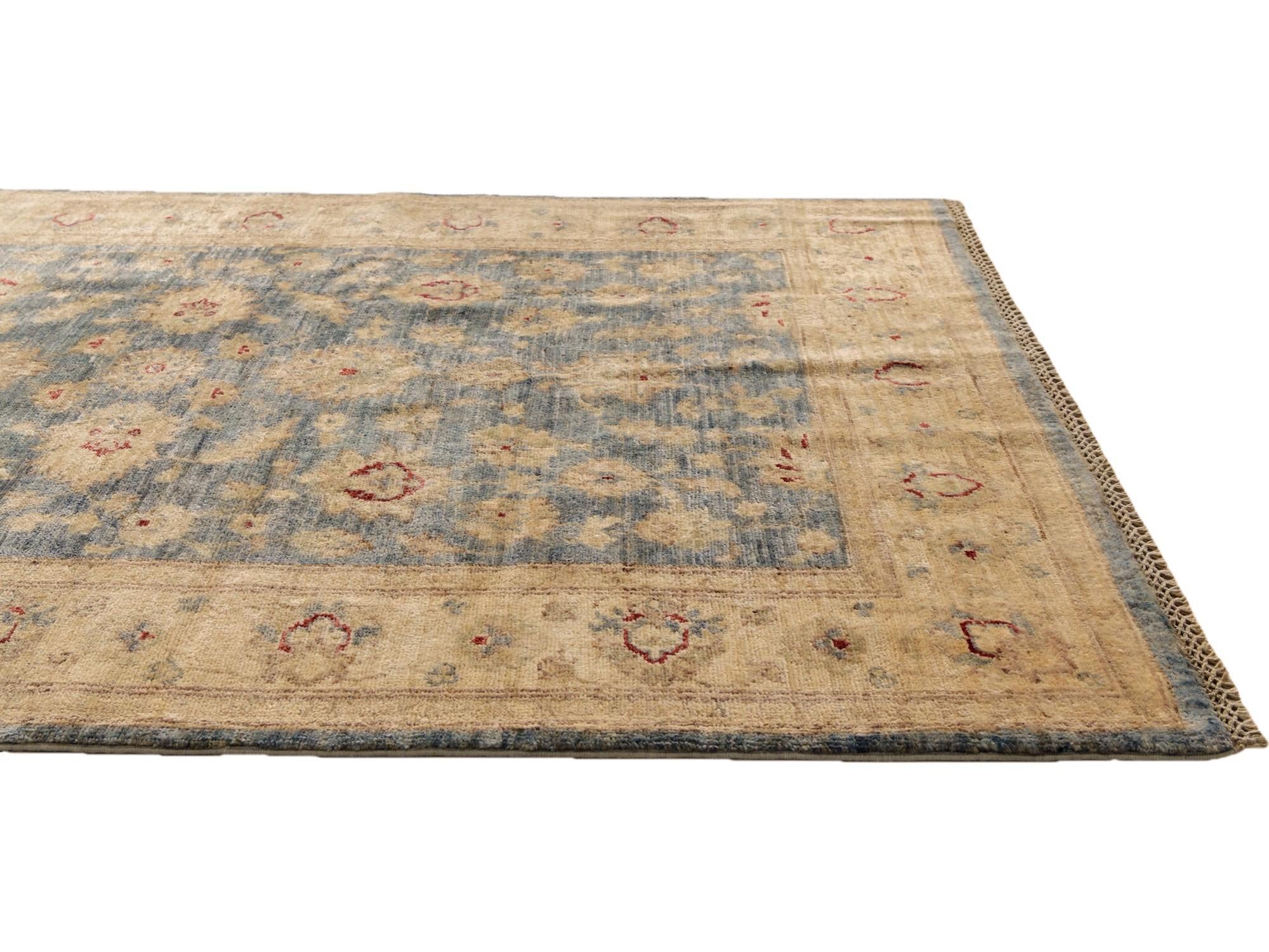 4' 1 x 5' 10 Hand Knotted Pershawar Ziegler Rug