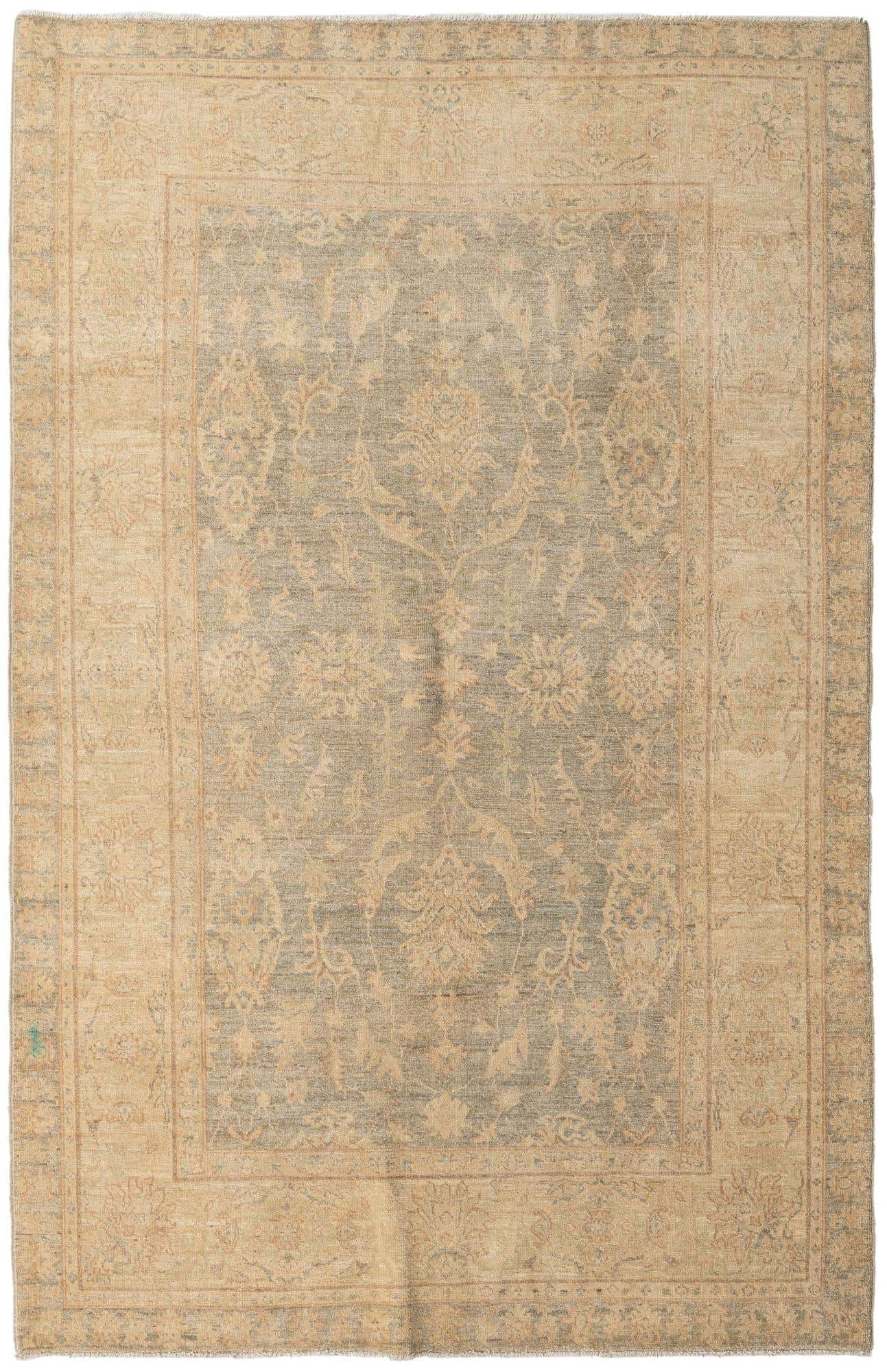 6' x 9' 4 Hand Knotted Peshawar Ziegler Rug
