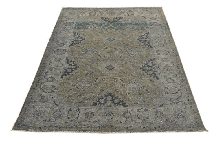 Detail image of 4' 9 x 6' Hand Knotted Peshawar Ziegler Rug