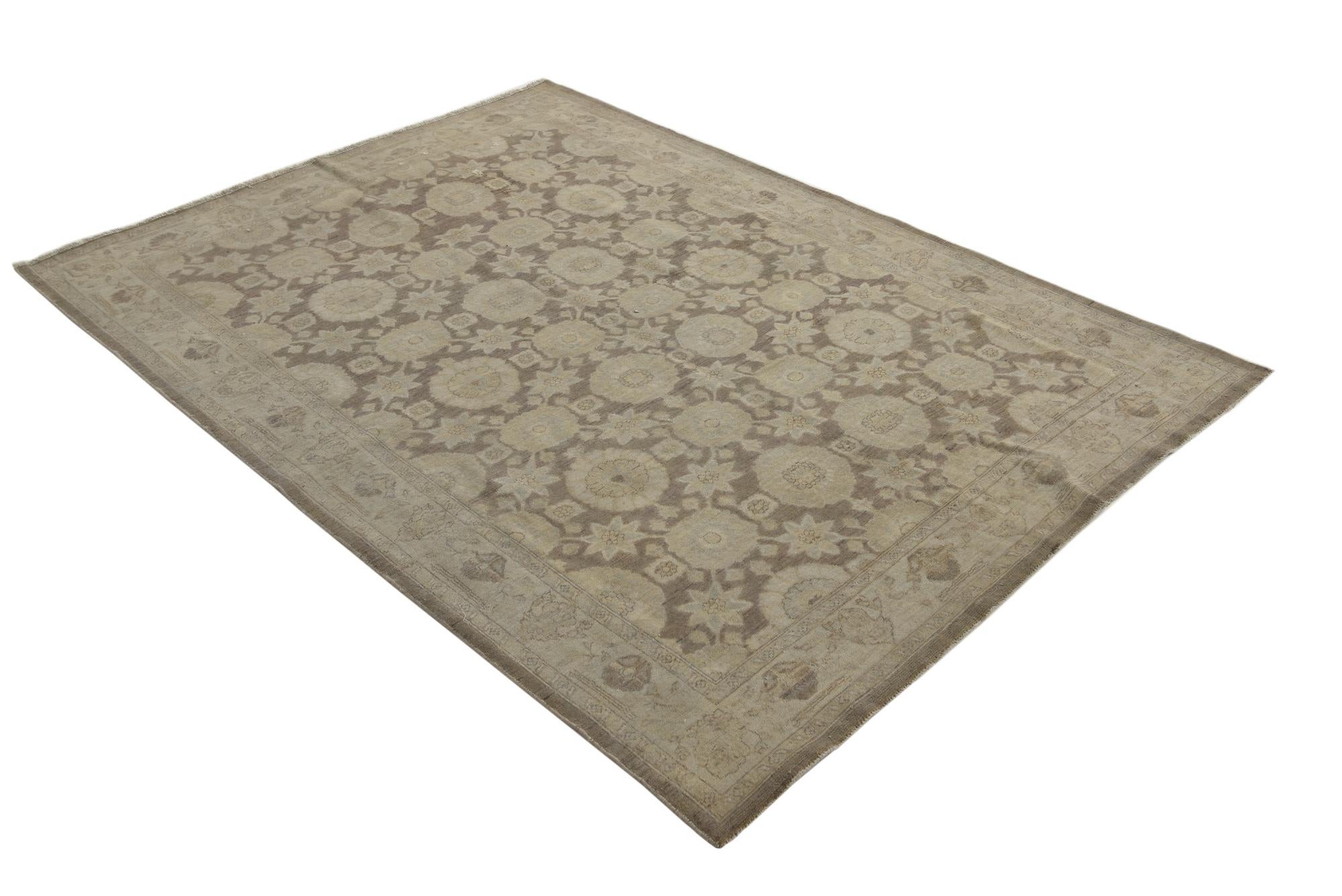 5' 1 x 7' 2 Hand Knotted Peshawar Ziegler Rug