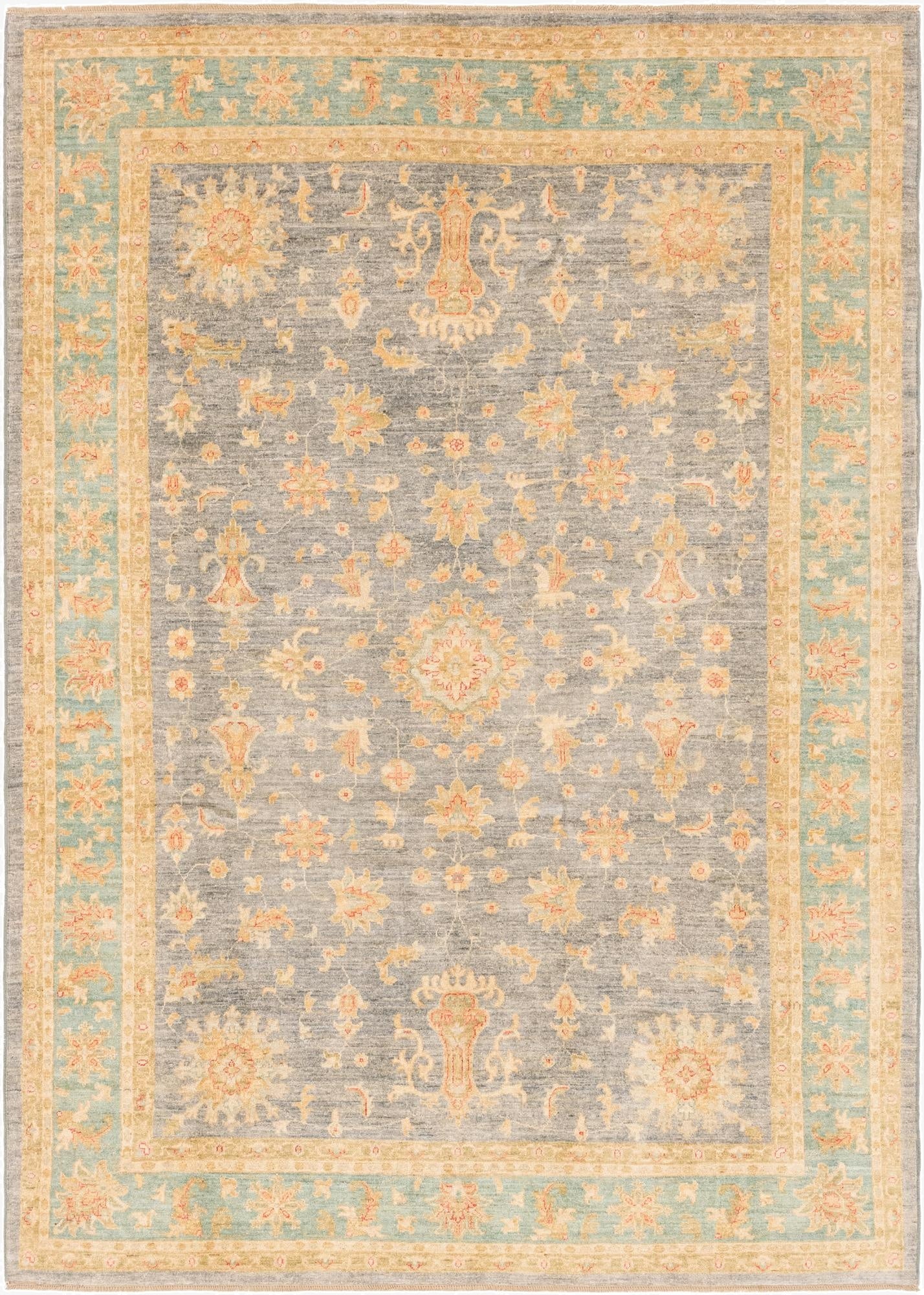 6' 11 x 10' 10  Hand Knotted Peshawar Ziegler Rug