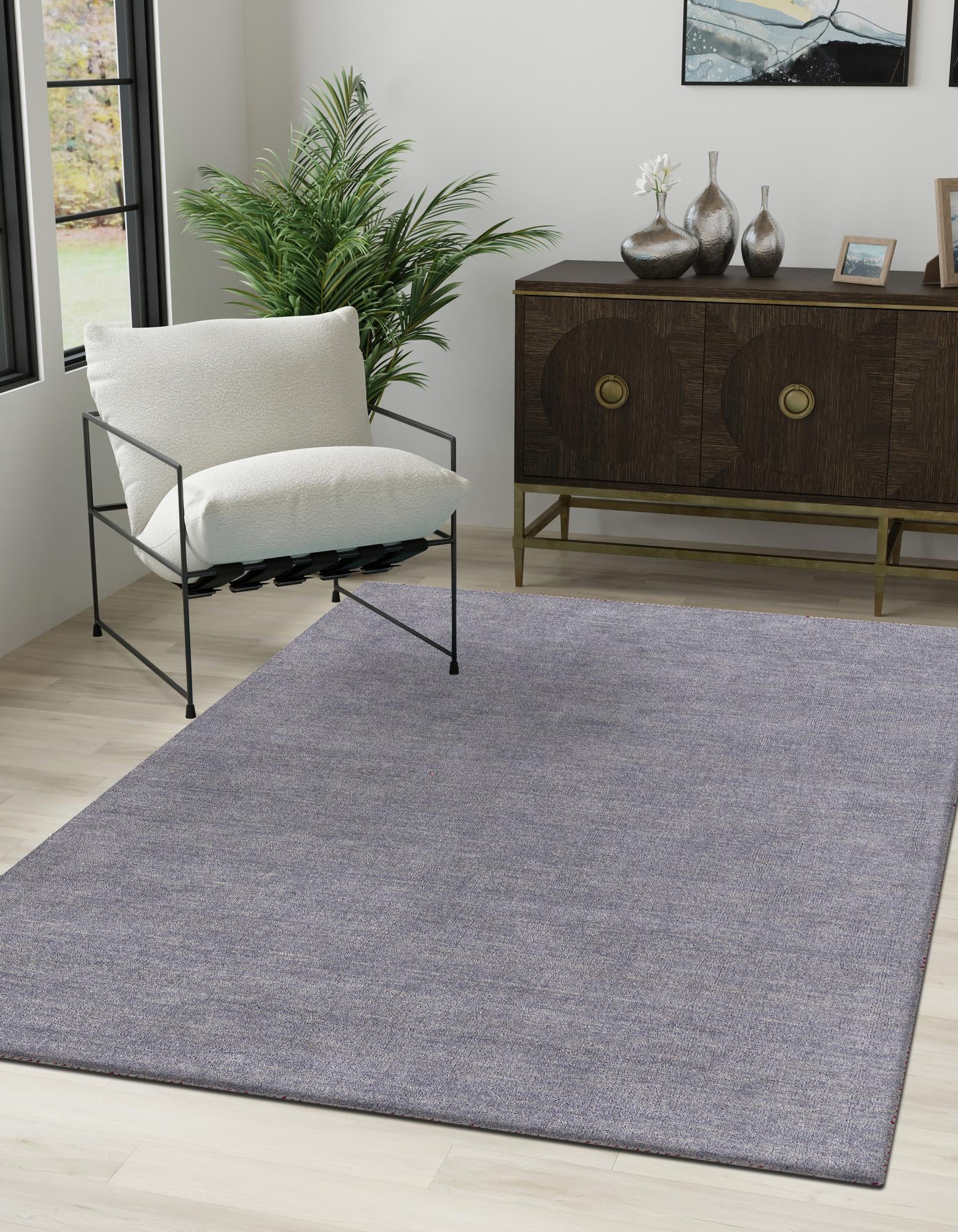 Gray 300cm x 395cm Hand Knotted Solid Gabbeh Wool Rug Rugs UK