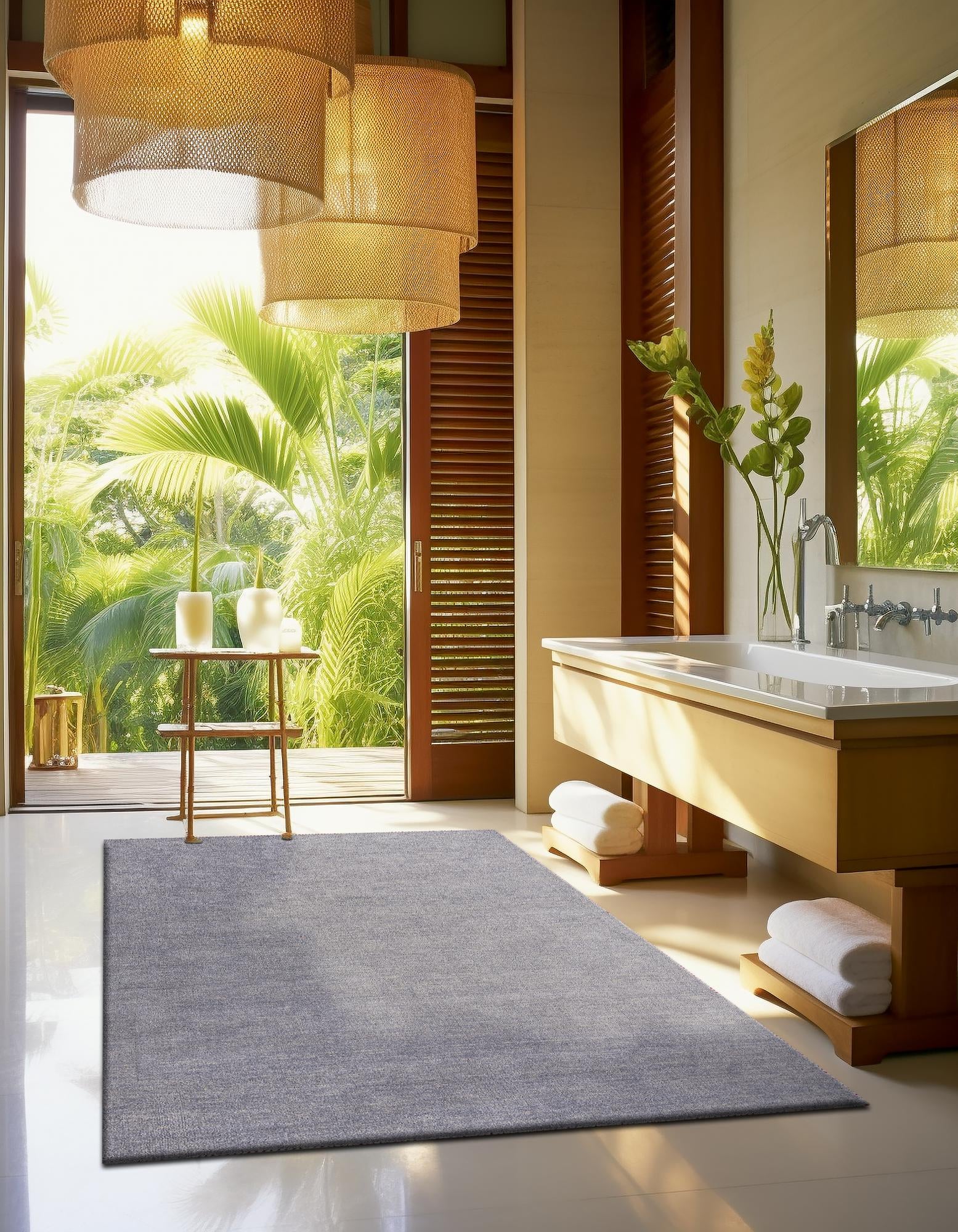 Gray 300cm x 395cm Hand Knotted Solid Gabbeh Wool Rug Rugs UK