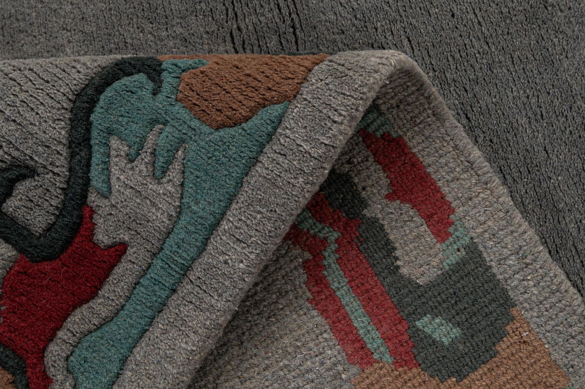 4' 3 x 6' 1 Hand Knotted Tibet Wool Rug