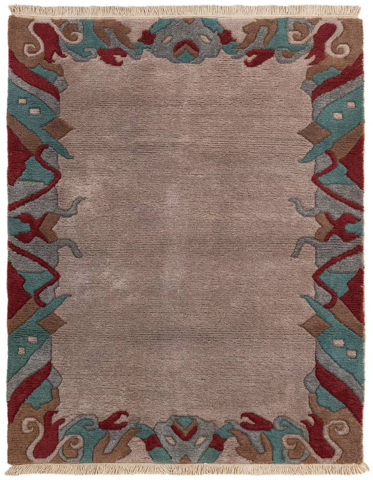 Detail image of 4' 1 x 5' 10 Hand Knotted Tibet Wool Rug