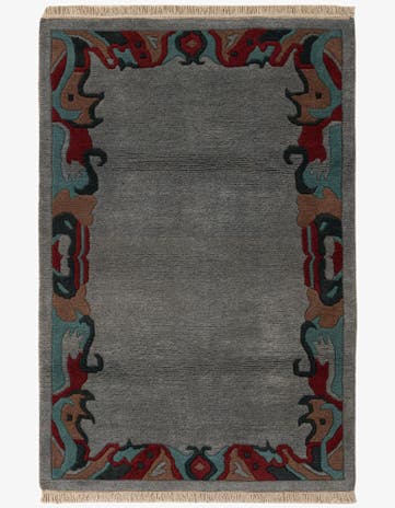 4' 3 x 6' 1 Hand Knotted Tibet Wool Rug