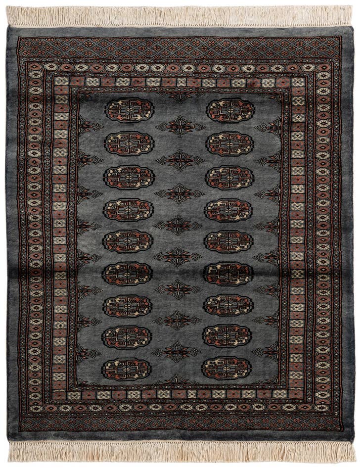Detail image of 4' 3 x 5' 11 Hand Knotted Torkaman Persian Wool Rug