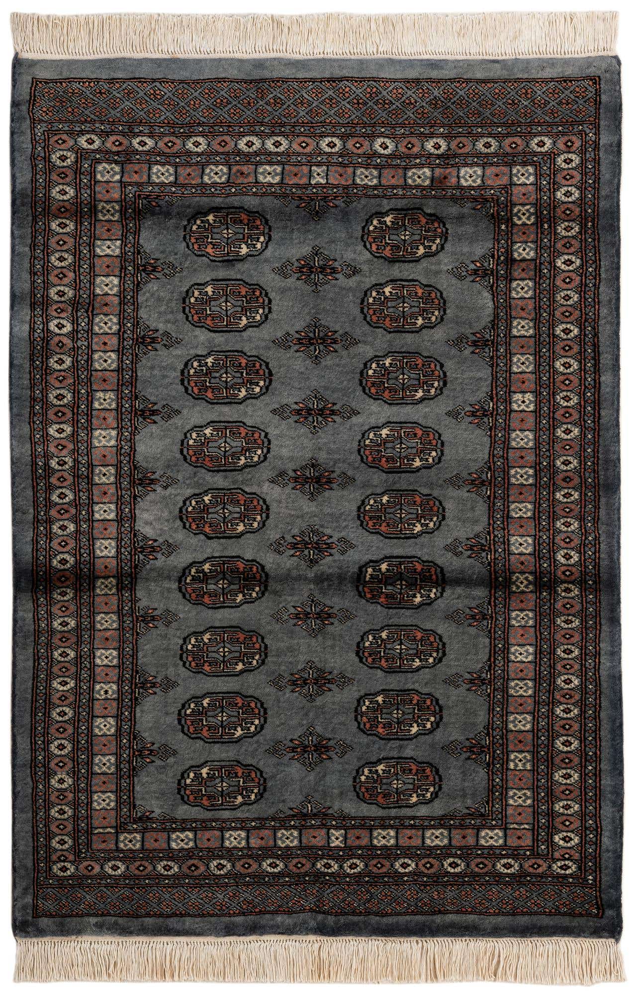 4' 3 x 5' 11 Hand Knotted Torkaman Persian Wool Rug