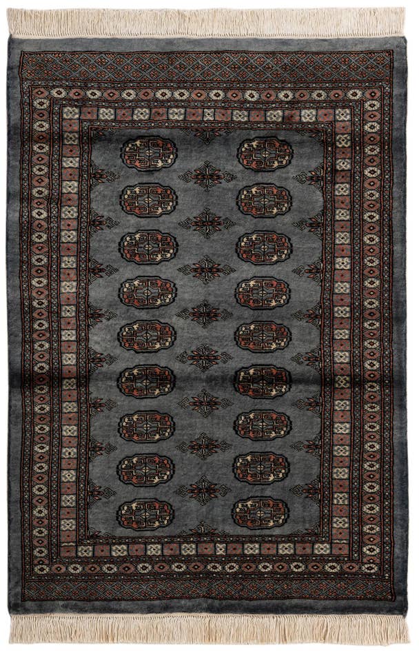 Detail image of 4' 3 x 5' 11 Hand Knotted Torkaman Persian Wool Rug