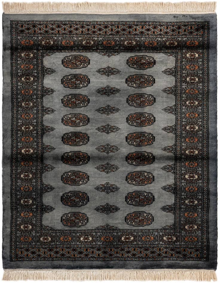 Detail image of 4' 3 x 6' Hand Knotted Torkaman Persian Wool Rug