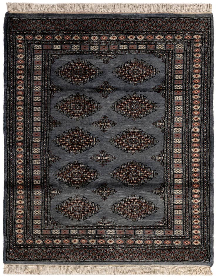 Detail image of 4' 3 x 6' 8 Hand Knotted Torkaman Persian Wool Rug