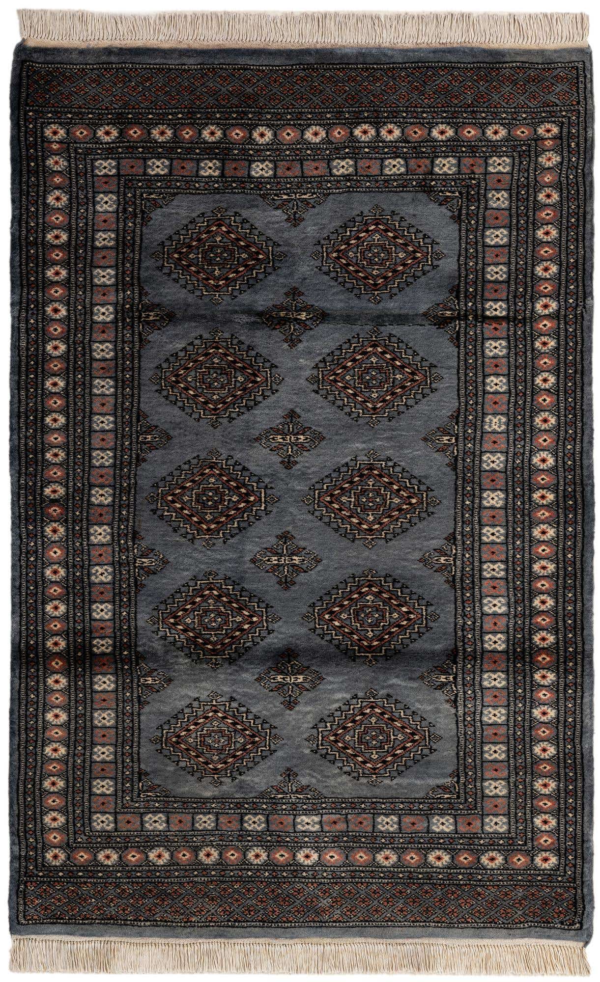 4' 3 x 6' 8 Hand Knotted Torkaman Persian Wool Rug